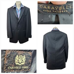 Caravelli Mens Sport Coat Dinner Jacket Blazer 40L 34W Black Homecoming Prom